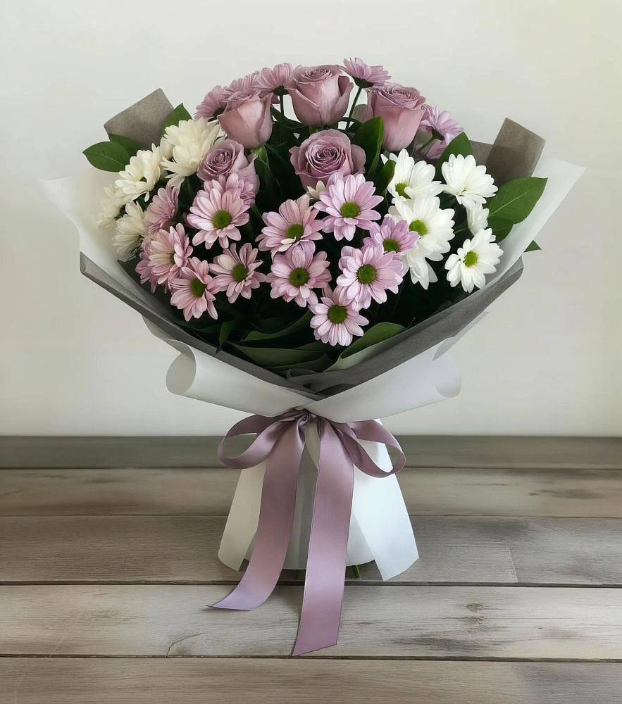 Букет цветов из: Хризантемы и Розы в Шумячи