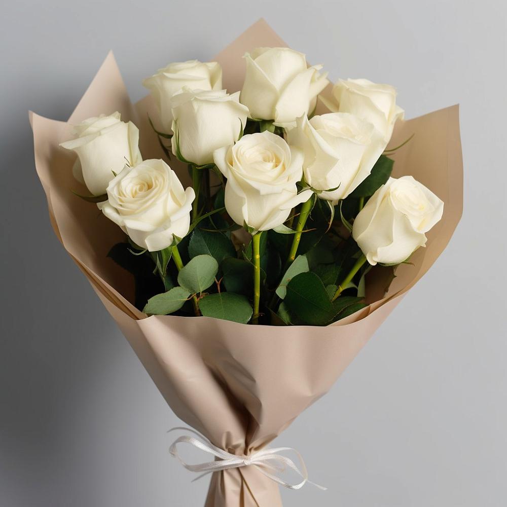 Букет 9 Белых роз Эдлесс Лав в Шумячи