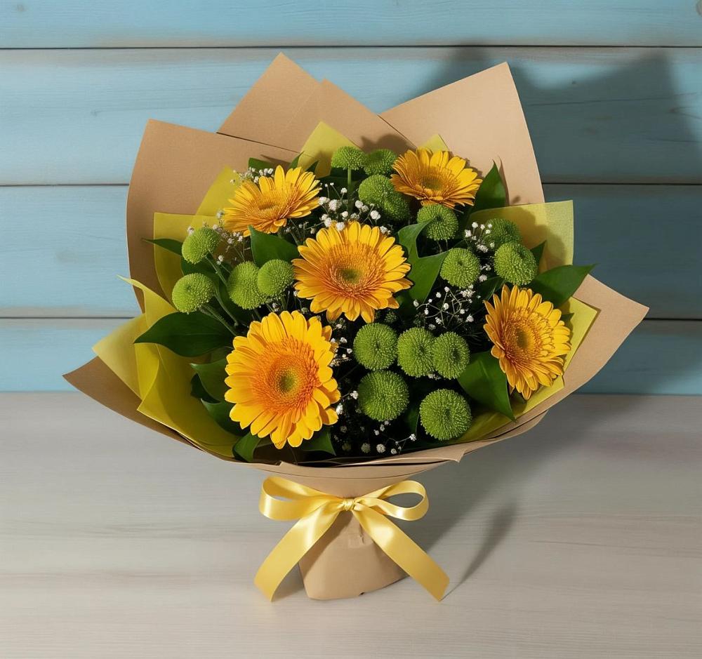 Букет цветов из: Герберы и Хризантемы в Шумячи