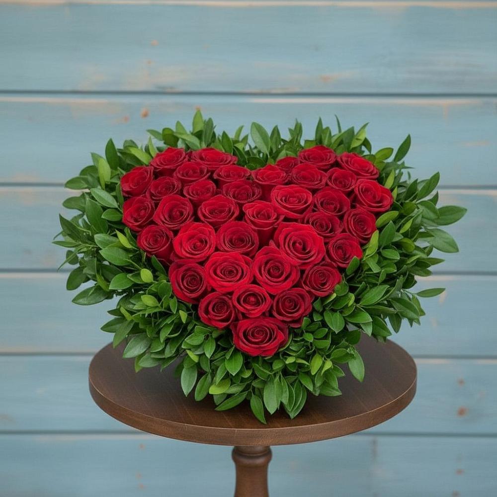 Цветочная композиция из Розы в виде сердца в Шумячи