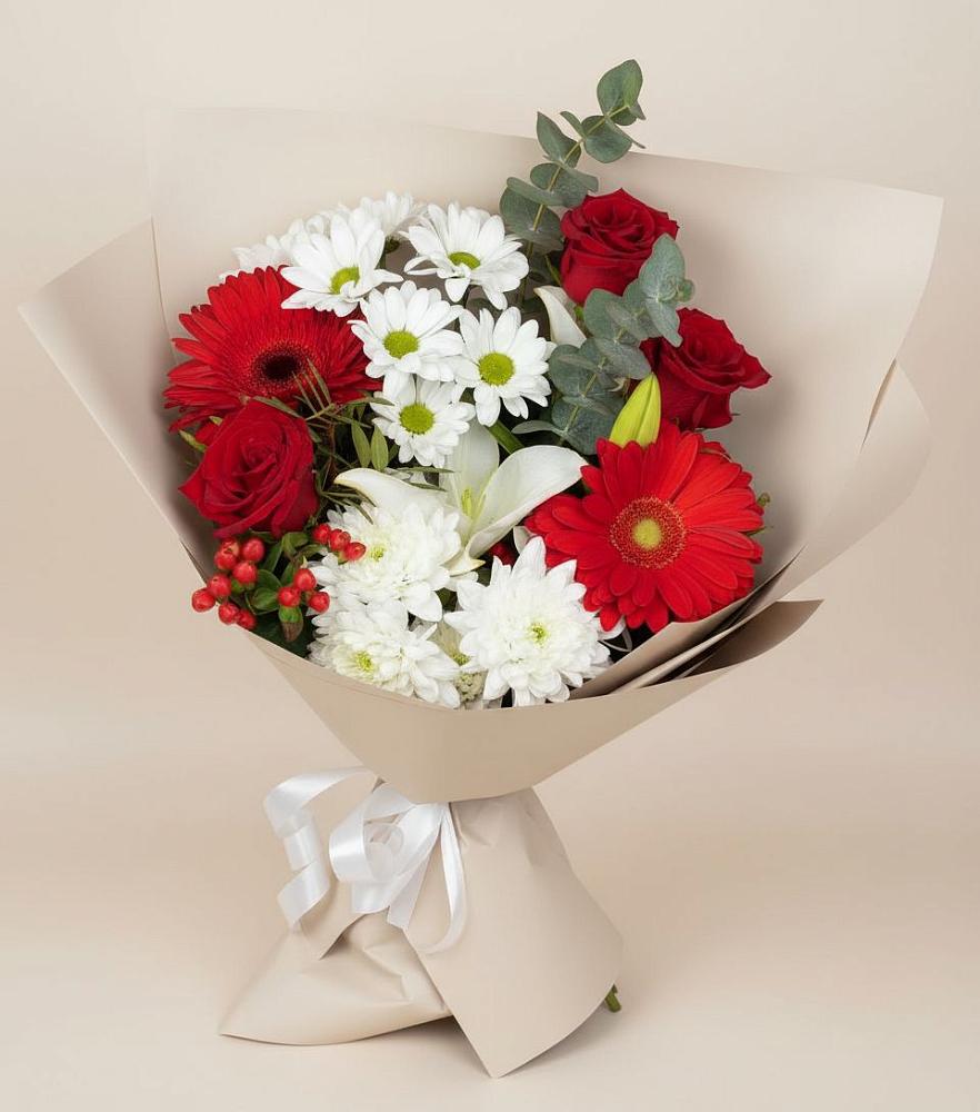 Букет цветов из: Розы, Хризантемы, Герберы и Лилии в Шумячи