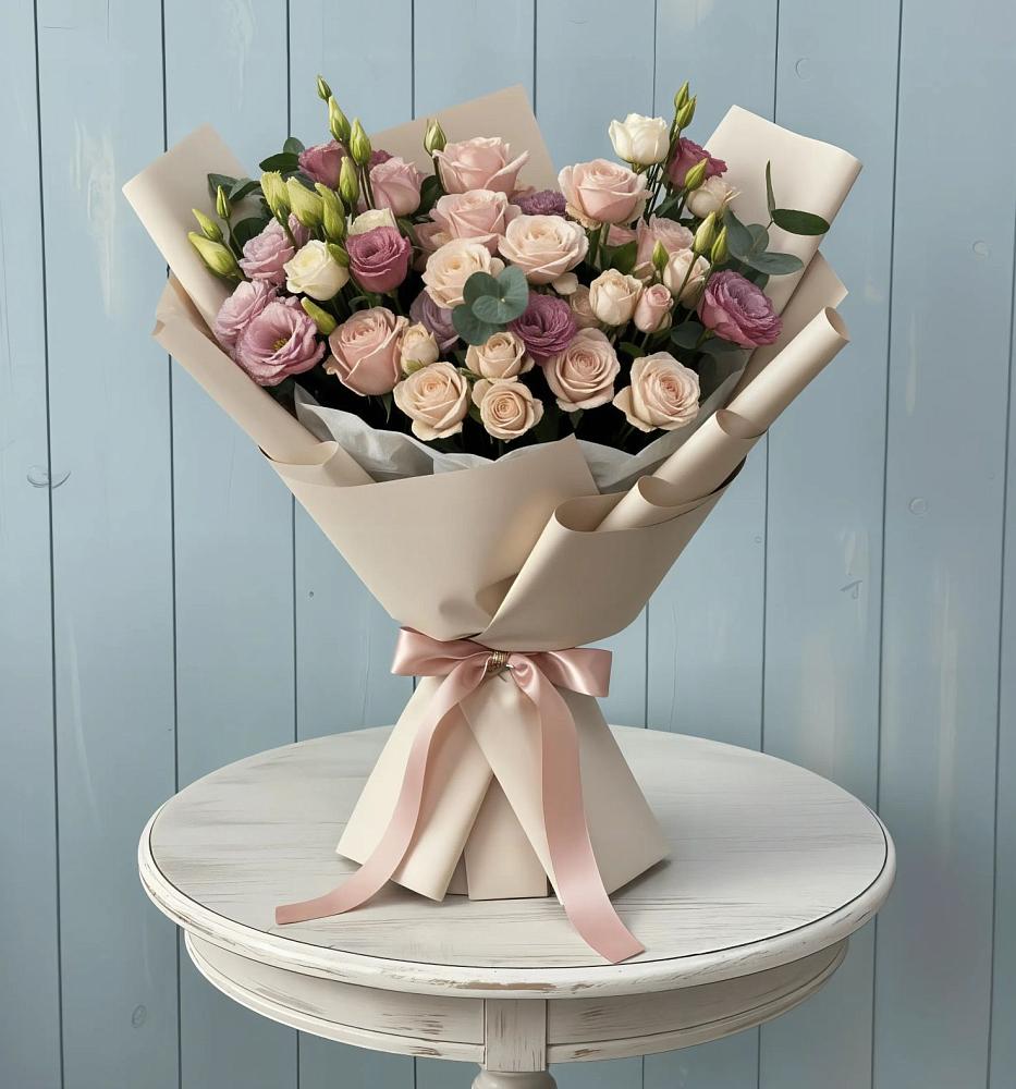 Букет цветов из: Розы и Лизиантусы в Шумячи