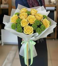 Букет цветов из:  Хризантемы и Розы #REPLACE_PRED# Шумячи