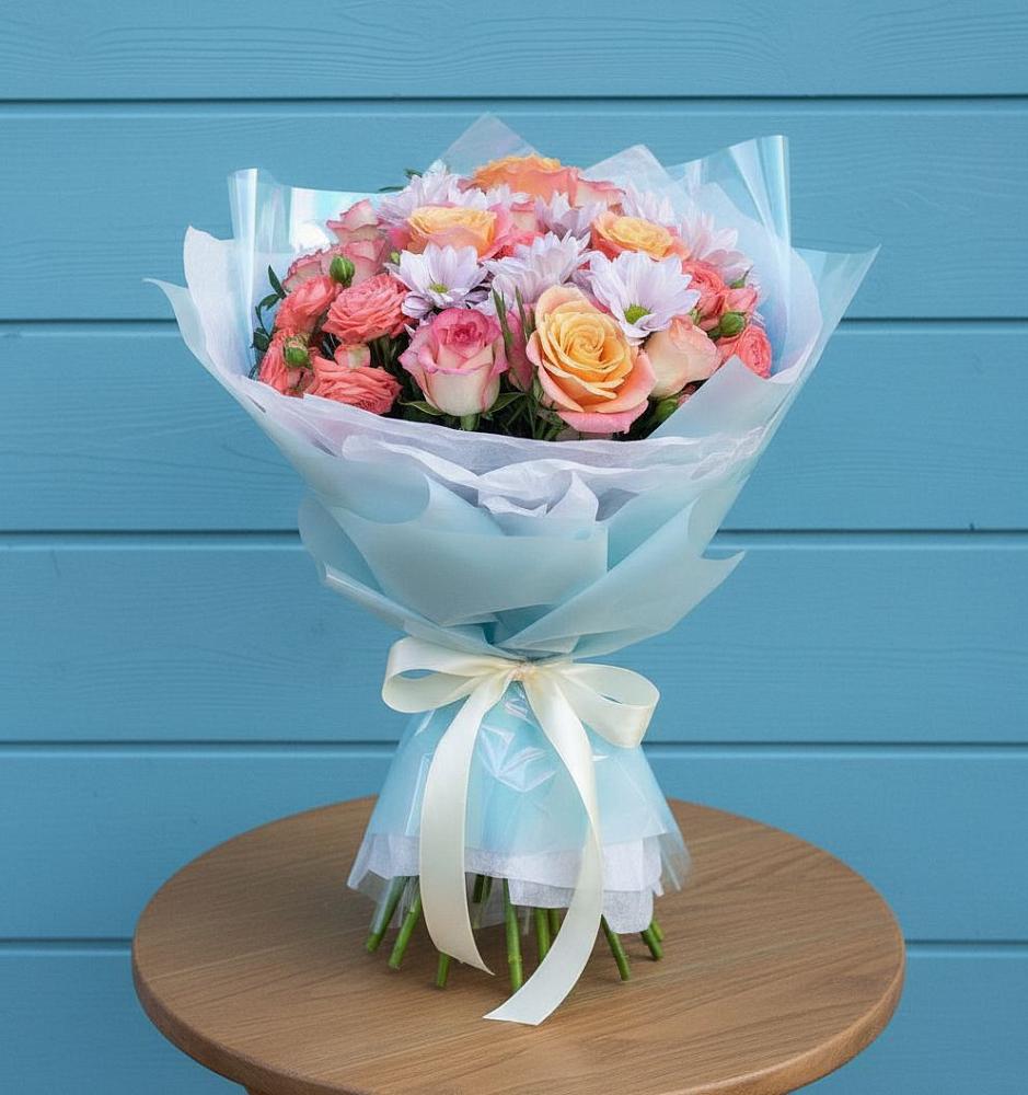 Букет цветов из: Хризантемы и Розы в Шумячи